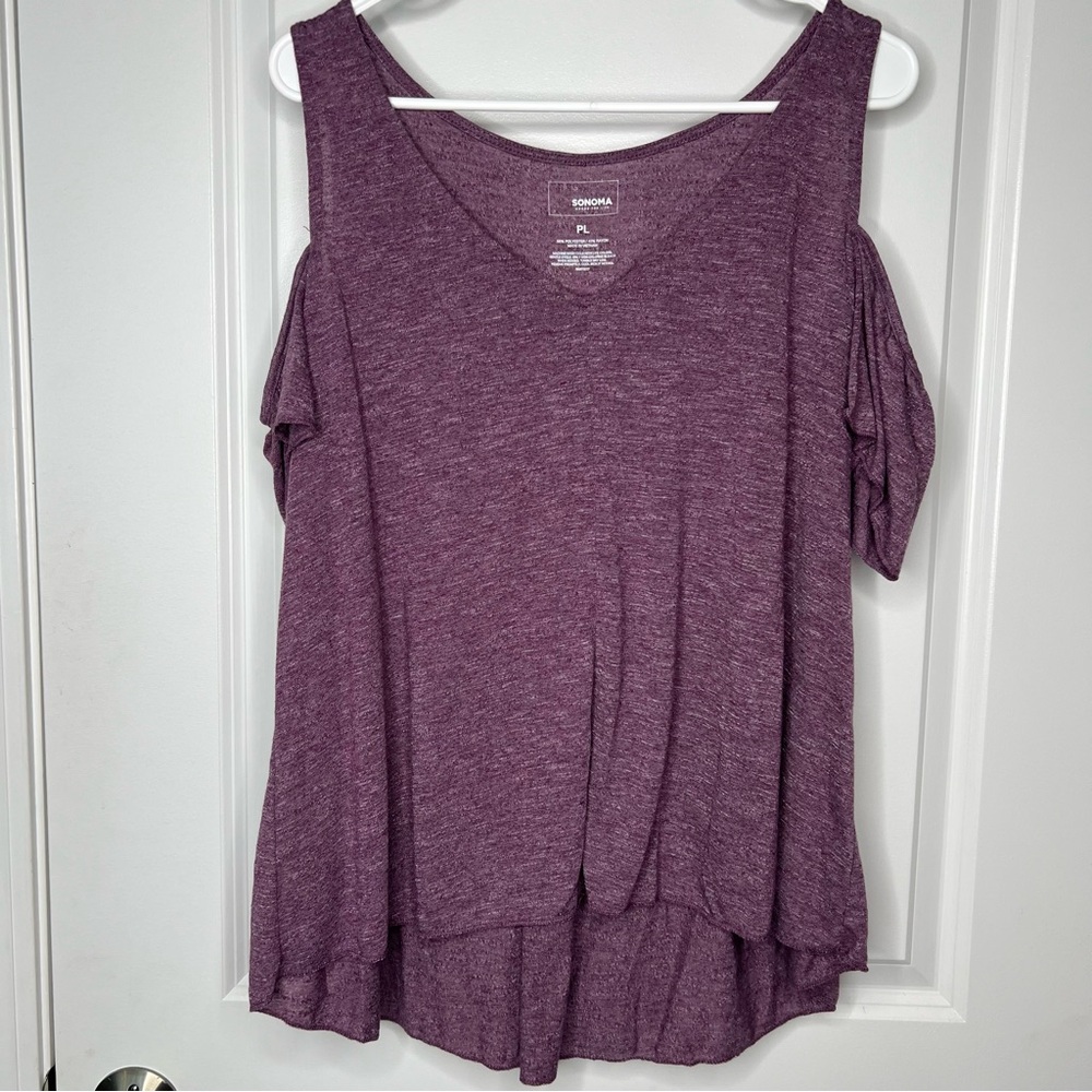 Sonoma Women's Plum Cold Shoulder Tunic Blouse Sz Large